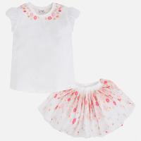 girl tulle skirt and t shirt with puff sleeves mayoral
