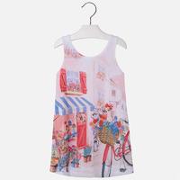 Girl polyester dress with front print Mayoral