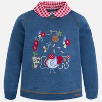 girl sweater with shirt like guingham collar mayoral