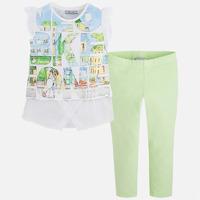 girl cropped leggings and double piece t shirt with print mayoral