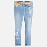 girl denim long trousers with sash mayoral