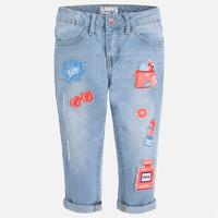 Girl denim cropped trousers with patches Mayoral