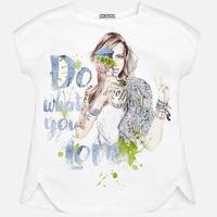 Girl print t-shirt with applique and openings Mayoral