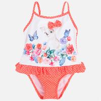 girl polka dot print swimsuit with ruffle and applique mayoral