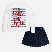 girl set with long sleeve t shirt and pleated skirt mayoral