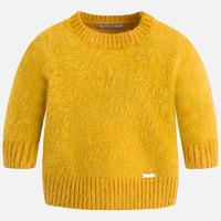Girl jumper with round neckline and faux fur Mayoral
