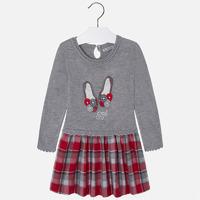 Girl long sleeve dress with checkeres skirt Mayoral