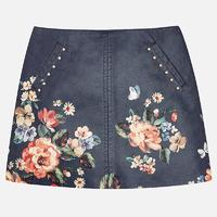 girl leatherette short skirt with print mayoral