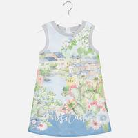 Girl print dress with rib knit neck and armholes Mayoral