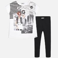 girl leggings and short sleeve t shirt with print mayoral