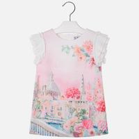 girl print dress with round neck mayoral