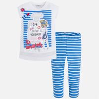 Girl striped cropped leggings and short sleeve t-shirt Mayoral