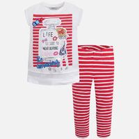 girl striped cropped leggings and short sleeve t shirt mayoral