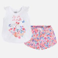 girl print shorts and tank top with ruffles mayoral