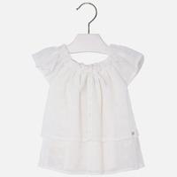 girl short sleeve blouse with embroidered crepe mayoral