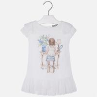 Girl print short sleeve blouse with ruffles and strass Mayoral