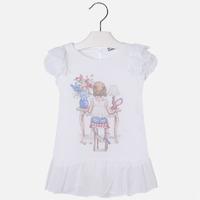 girl print short sleeve blouse with ruffles and strass mayoral