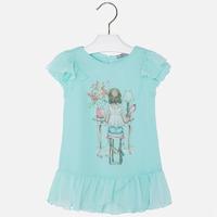 Girl print short sleeve blouse with ruffles and strass Mayoral