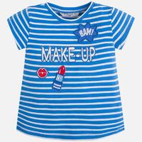 Girl short sleeve striped t-shirt with embroidered labels Mayoral