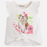 girl t shirt with ruffle sleeves and knot mayoral
