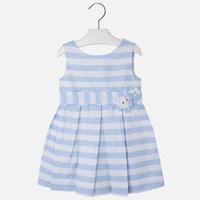 Girl striped dress with flower applique on waist Mayoral