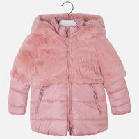 girl flat woven and faux fur coat mayoral