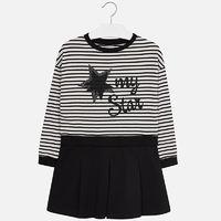 girl striped fleece dress with long sleeves mayoral