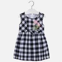 girl check dress with embroidered flower mayoral