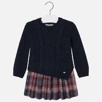 Girl knit dress with checkered skirt Mayoral