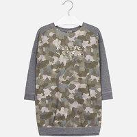 girl long sleeve camouflage print dress in fleece mayoral