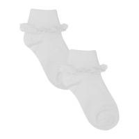 girls white cotton rich white broderie anglaise socks two pack white