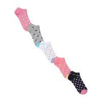 Girls assorted colours with all over love heart pattern cotton rich trainer socks five pack - Multicolour