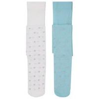 Girls white and Blue with silver all over heart pattern tights two pack - Multicolour