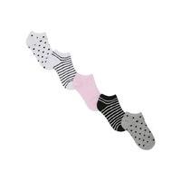 Girls cotton rich stripe plan and polka dot Trainer ankle socks - 5 pack - Multicolour