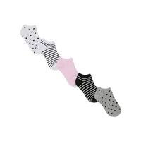 girls cotton rich stripe plan and polka dot trainer ankle socks 5 pack ...