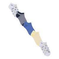 Girls cotton stretch breathable assorted colours floral and stripe pattern trainer socks five pack - Multicolour