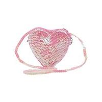 Girls pretty sequin finish love heart shape cross body party bag - Pink