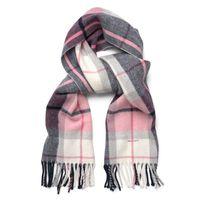 Girl Checked Wool Scarf - Light Pink