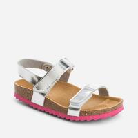 Girl metallic sandals with serrated cork sole Mayoral