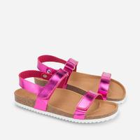 Girl metallic sandals with serrated cork sole Mayoral