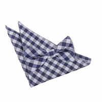 Gingham Check Navy Blue Bow Tie 2 pc. Set