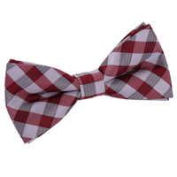 Gingham Check Dark Red Bow Tie