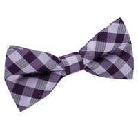 Gingham Check Purple Bow Tie