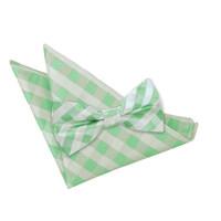 gingham check mint green bow tie 2 pc set