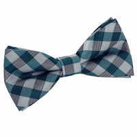 Gingham Check Turquoise Bow Tie