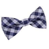 Gingham Check Navy Blue Bow Tie