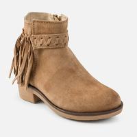 Girl split leather ankle boots with fringe Mayoral
