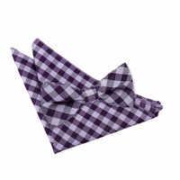 Gingham Check Purple Bow Tie 2 pc. Set