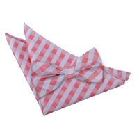 gingham check coral bow tie 2 pc set