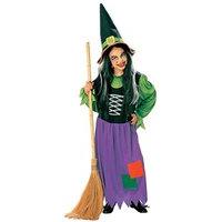 Girls Witch Child Blue/green 128cm Costume Small 5-7 Yrs (128cm) For Halloween